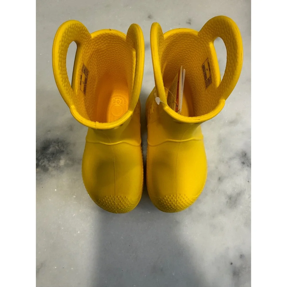 Crocs Handle It Rain Boot Kids Toddler C7 Yellow Waterproof Pull On 12803-730